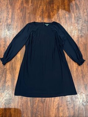 Lauren Ralph Lauren navy blue Long-Sleeve Midi Shift Dress
